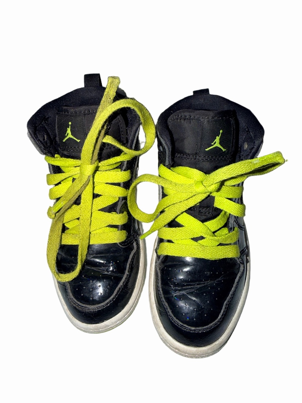 Nike Air Jordan 1 Mid SE Kids’ Black/White/Lime Sneakers – Size 11C - Picture 4 of 7